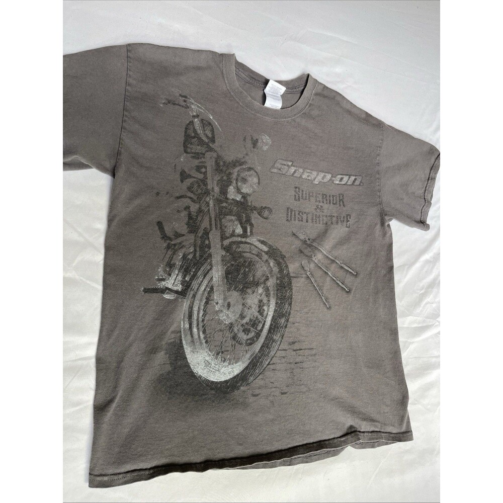 Snap On Tools T Shirt Mens Large L Motorcycle Superior And Distinctive Gray Fade